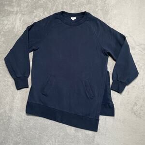 Cuyana Sweatshirt Womens XS Blue Asymmetric Tunic Longline Pockets Cozy Casual